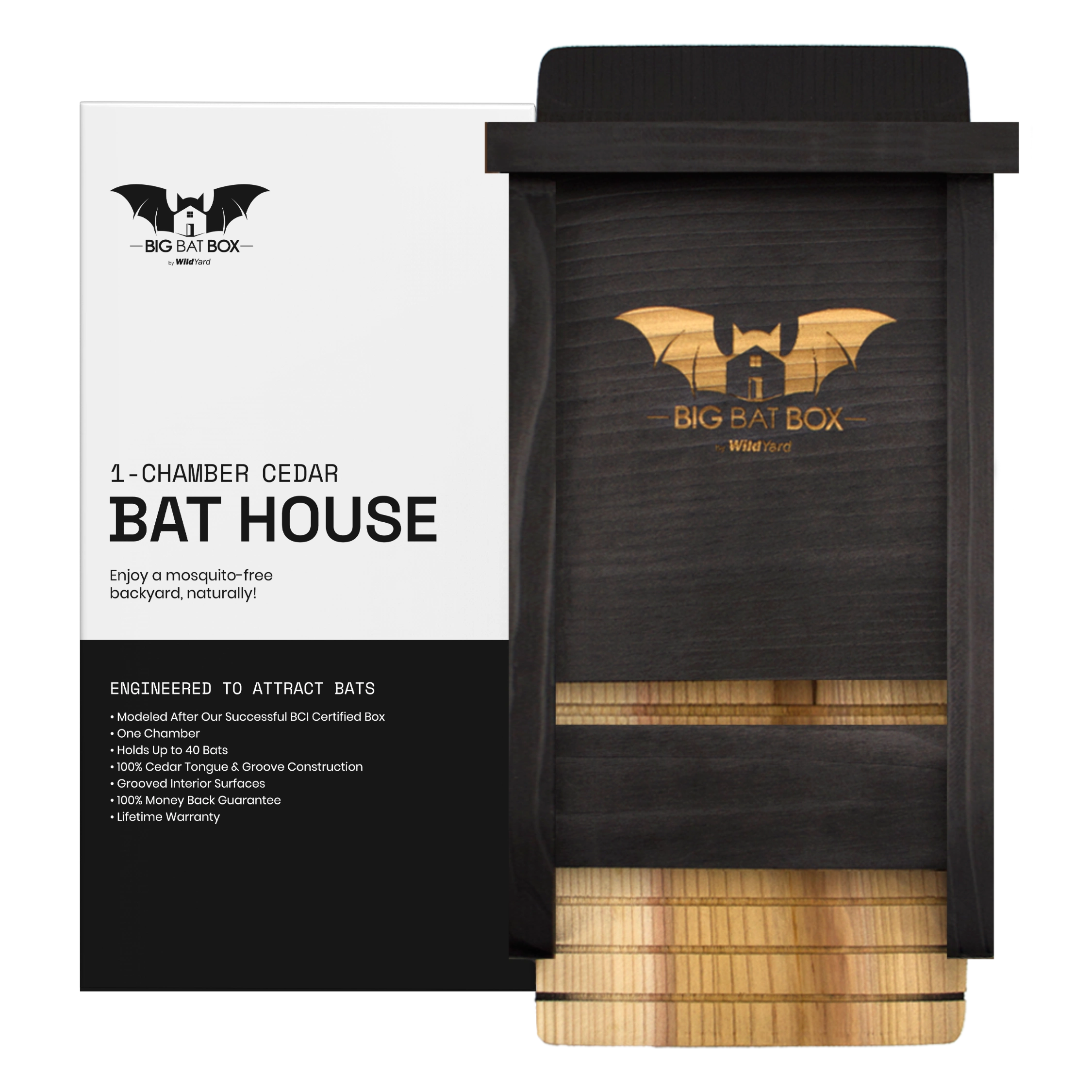 Single Chamber Bat House (Black)